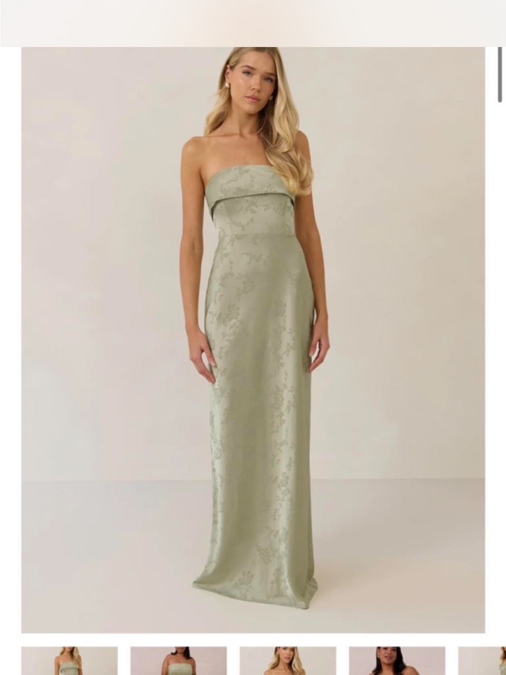 Park & Fifth Strapless Sage Green Jacquard Gown